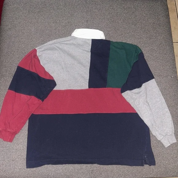 90s Colorblock Long Sleeve Rugby Polo Shirt XL - Picture 3 of 3